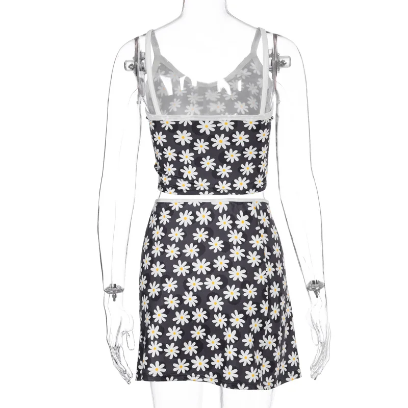 

Crop Top Set Women Summer 2020 Spaghetti Strap and Skirt Daisy Two Piece Club Sexy Outfits Ensemble Femme