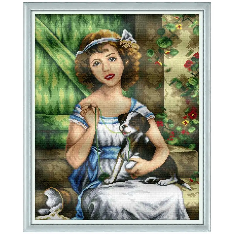 Набор для рукоделия с вышитой собачкой 11CT 14CT | Дом и сад