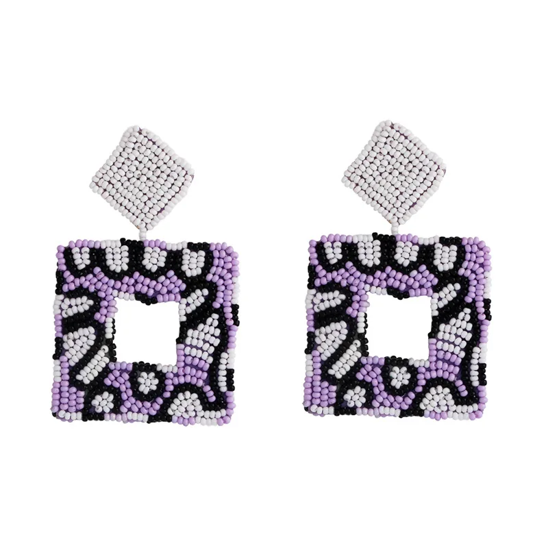 Серьги-гвоздики в богемном стиле с леопардовым принтом Геометрическая Корона