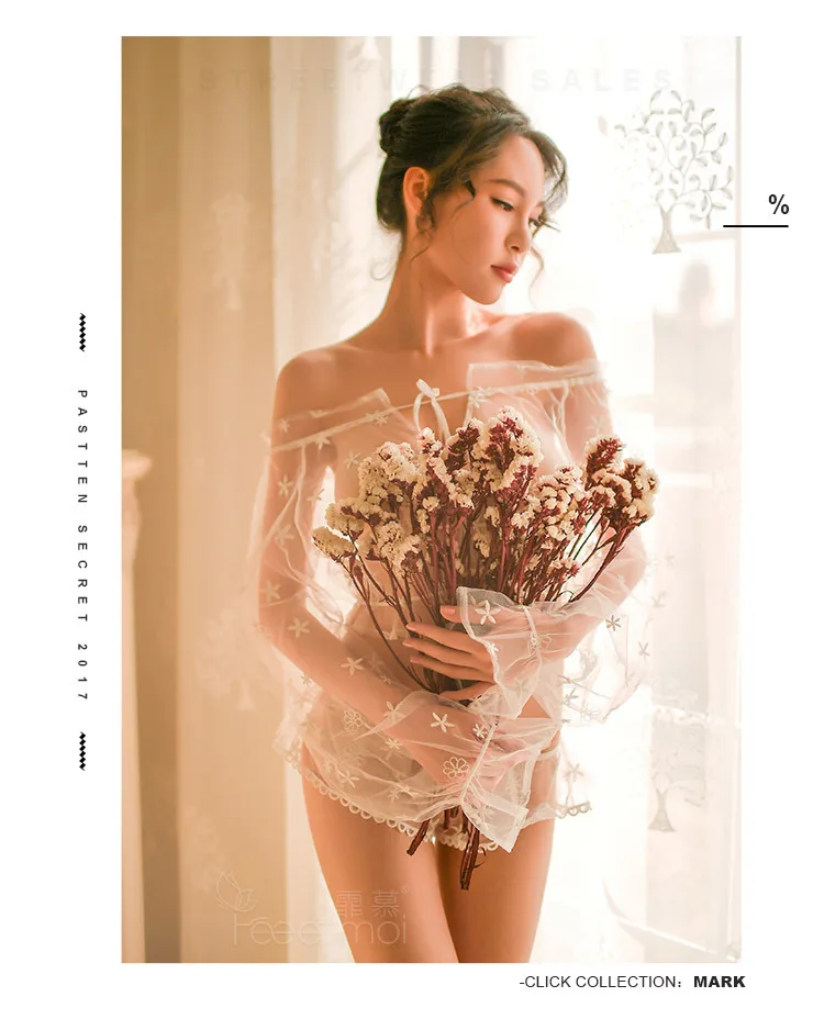 Эротическое нижнее белье комплект женское нижнее белье Babydoll прозрачный сетчатый короткий топ с длинными рукавами и шорты женские наборы сексуальная ночная рубашка ночное белье