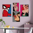 Картины на холсте Marvel, супергерои, Человек-паук, ретро плакаты, Забавный мультяшный плакат, настенные картины для декора гостиной