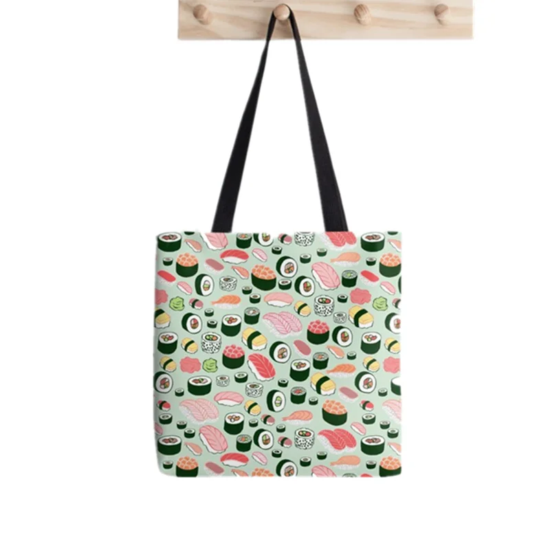 

2021 Shopper Sushi Forever Cartoon Printed Tote Bag women Harajuku shopper handbag girl Shoulder shopping bag Lady Canvas Bag