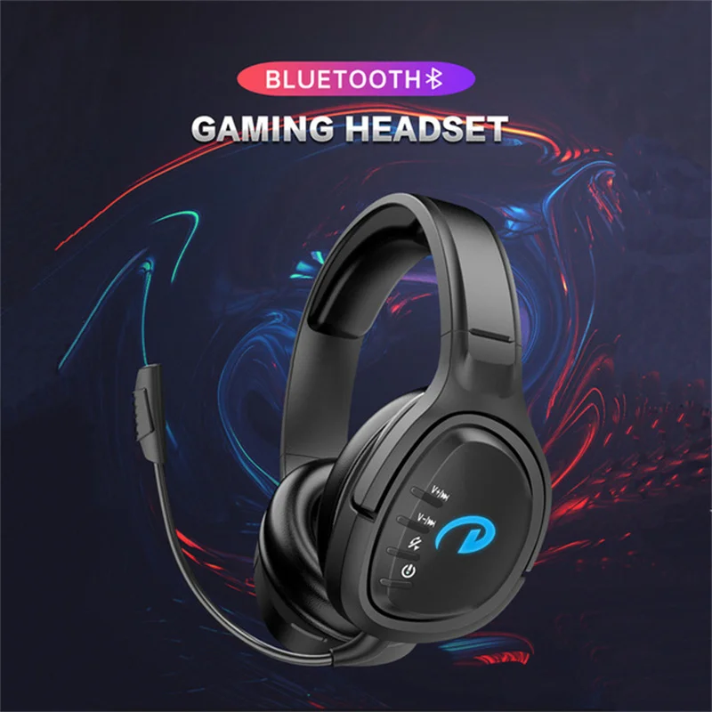 

New head-mounted LED wireless Bluetooth headset HD dual mic HiFi Bluetooth wired two-in-one game music headset