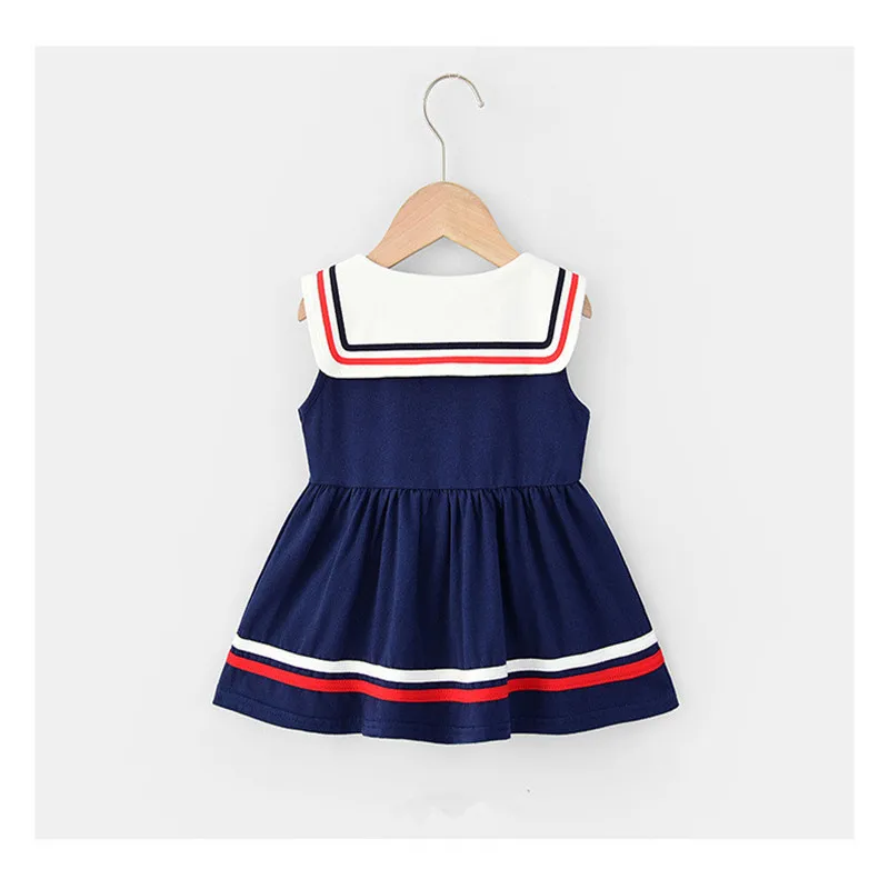 

Летнее платье без рукавов для девочек, юбка принцессы в студенческом стиле, модная одежда в полоску для девочек