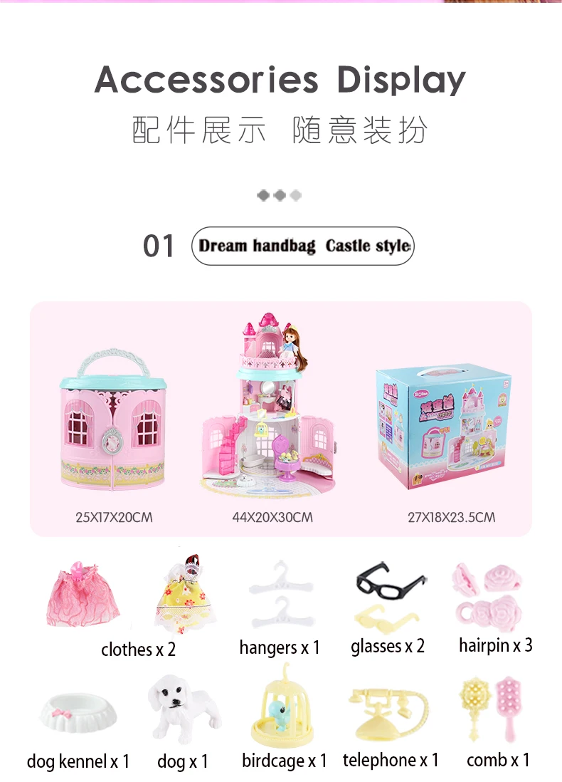 Handmade Doll house Castle DIY House Toy Miniature Dollhouse Birthday Gifts Educational Doll house Toys for children