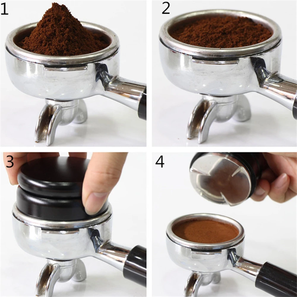 

Espresso 304 Stainless Steel 51mm/58mm Coffee Distributor Leveler Tool Macaron Coffee Tamper with Three Angled Slopes