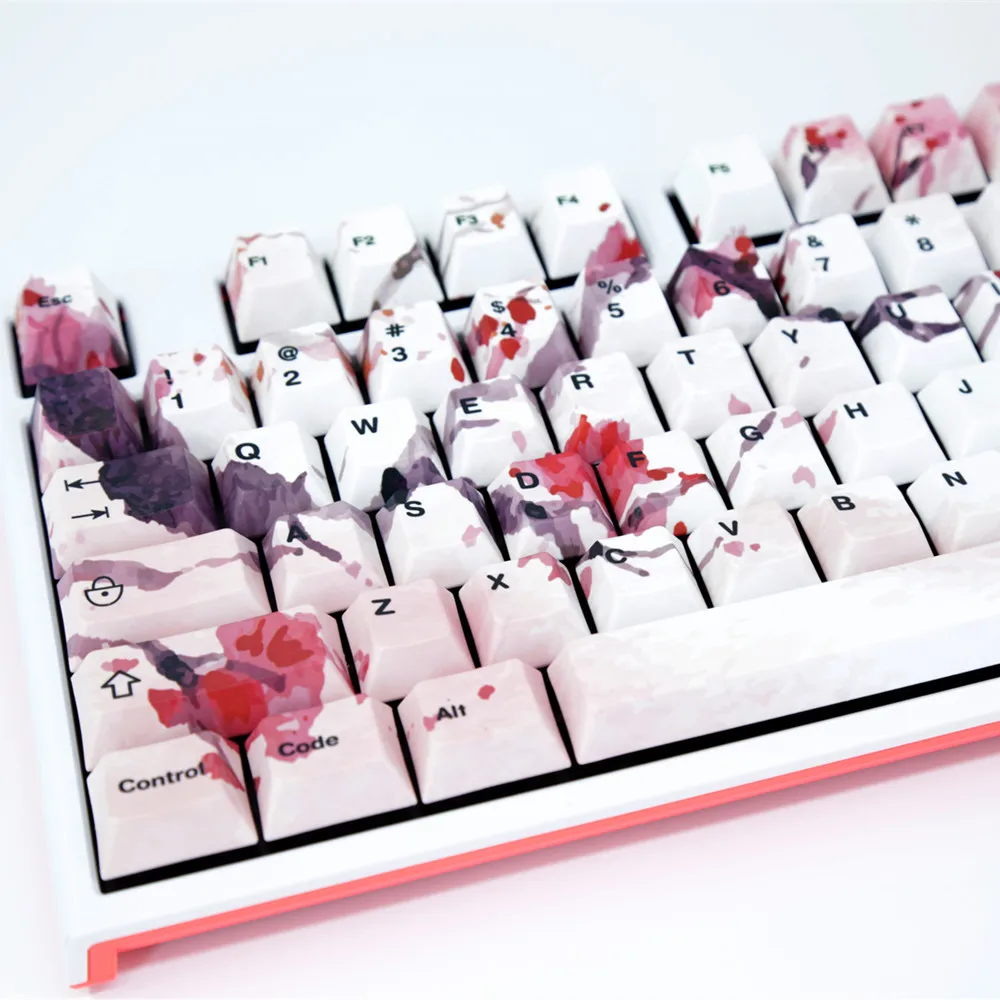 Cherry Blossom High High Quality Keycaps Full Set Mechanical Keyboard Keycaps PBT 5 Face  Dye-Sublimation For All Sakura Keycap