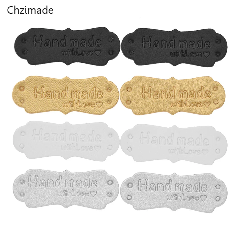 10 шт./лот бирки ручной работы с тиснением для одежды этикетки из искусственной