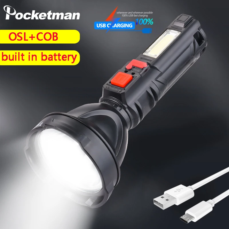 

Pocketman 30000LM 4 коробка передач с 500 м фонарь большой дальности со встроенным BatteryUSB зарядки фонарик Фонари фонарь COB светодиодный свет работы