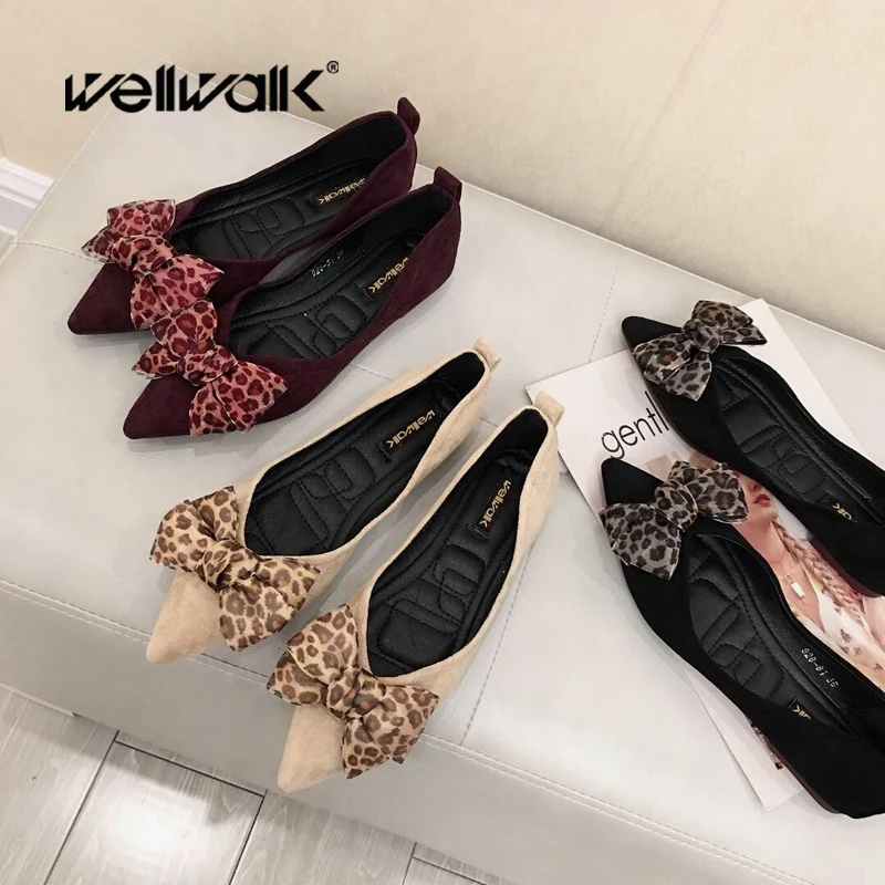 Wellwalk/Балетки на плоской подошве женская обувь модная удобная с бантом в