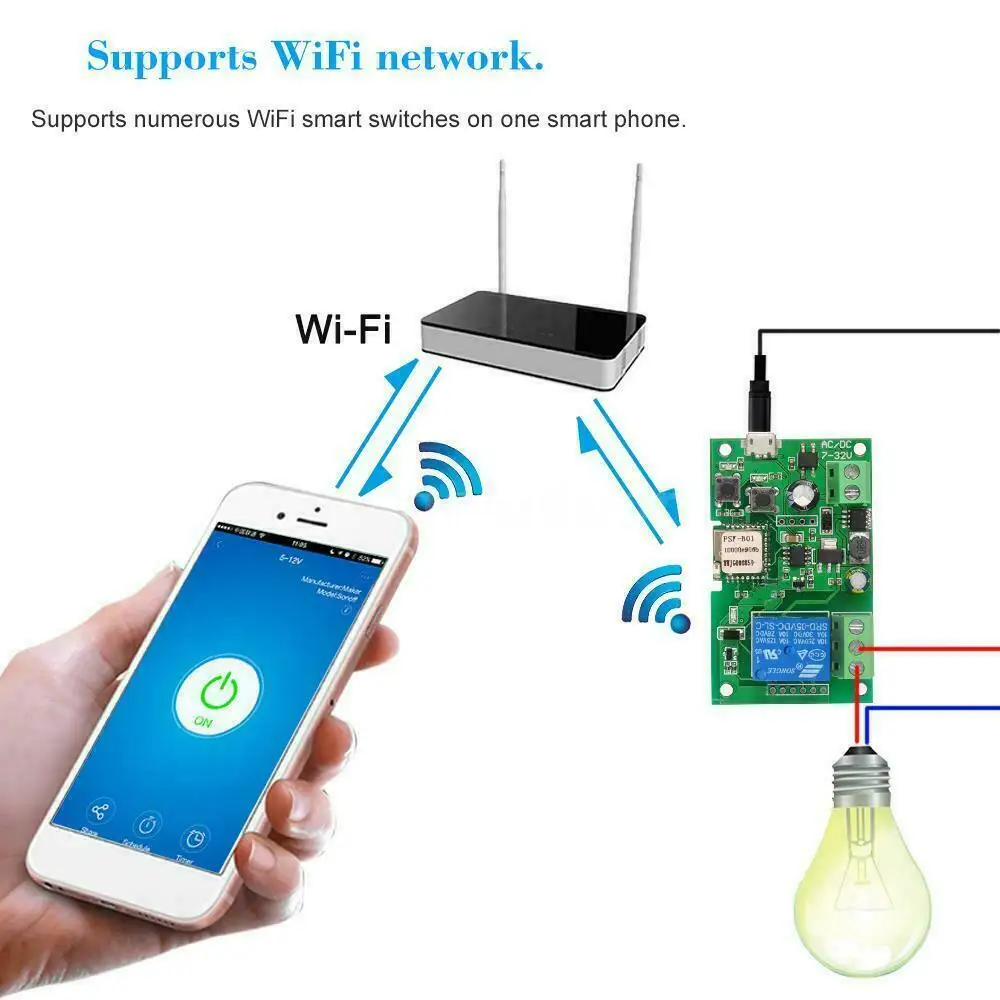 Беспроводной умный Wi-Fi переключатель Sonoff домашний релейный модуль 5 В-32 В