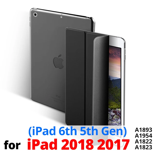 Чехол для iPad 9,7 6th 5th Generation чехол Тонкий Магнитный Флип-Стенд PU кожаный смарт-чехол для iPad Air 1 2 Funda Coque - Цвет: Black-2018 2017 9.7