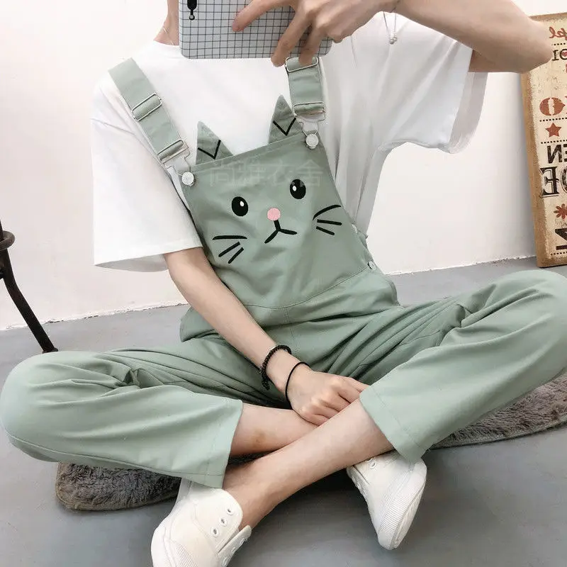 

Jumpsuits Women Kawaii Cartoon Loose Overall Slouchy Trousers Student Daily Chic Leisure Fashion Oversize All-match Cute Womens
