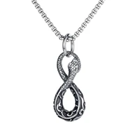 snake number 8 shape pendant necklace mens necklace new fashion retro metal animal accessories party jewelry sgf246