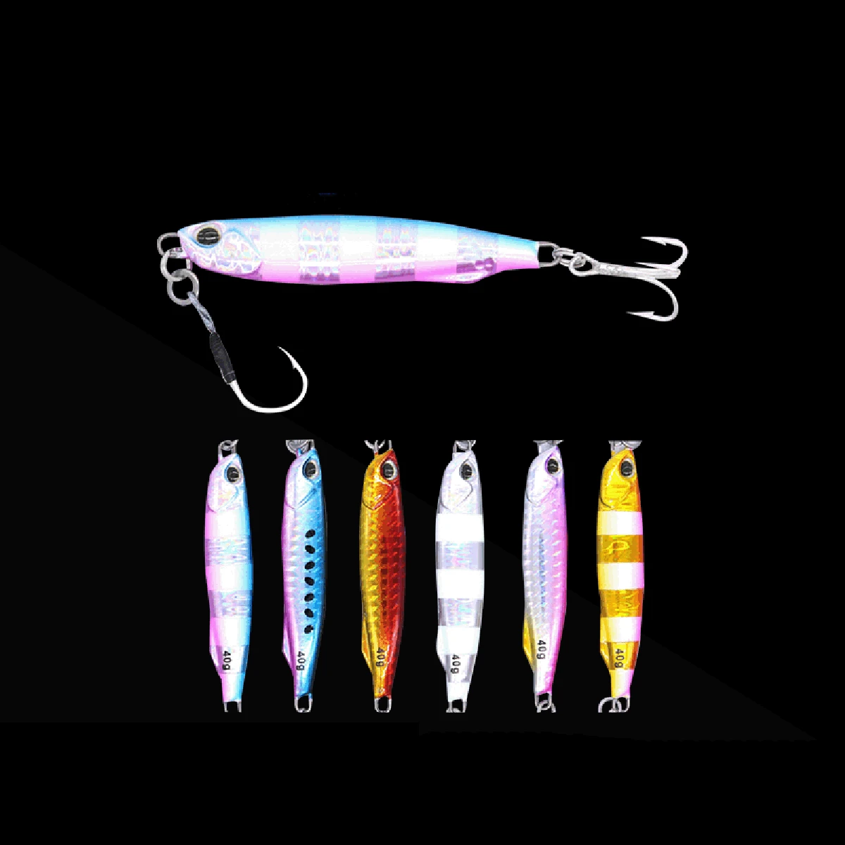 

5PCS Metal Jig Fishing Lure Trolling Hard Bait Bass Fishing Tackle Trout Slow Jigging Lures Jigs Long jig 20/40/60g