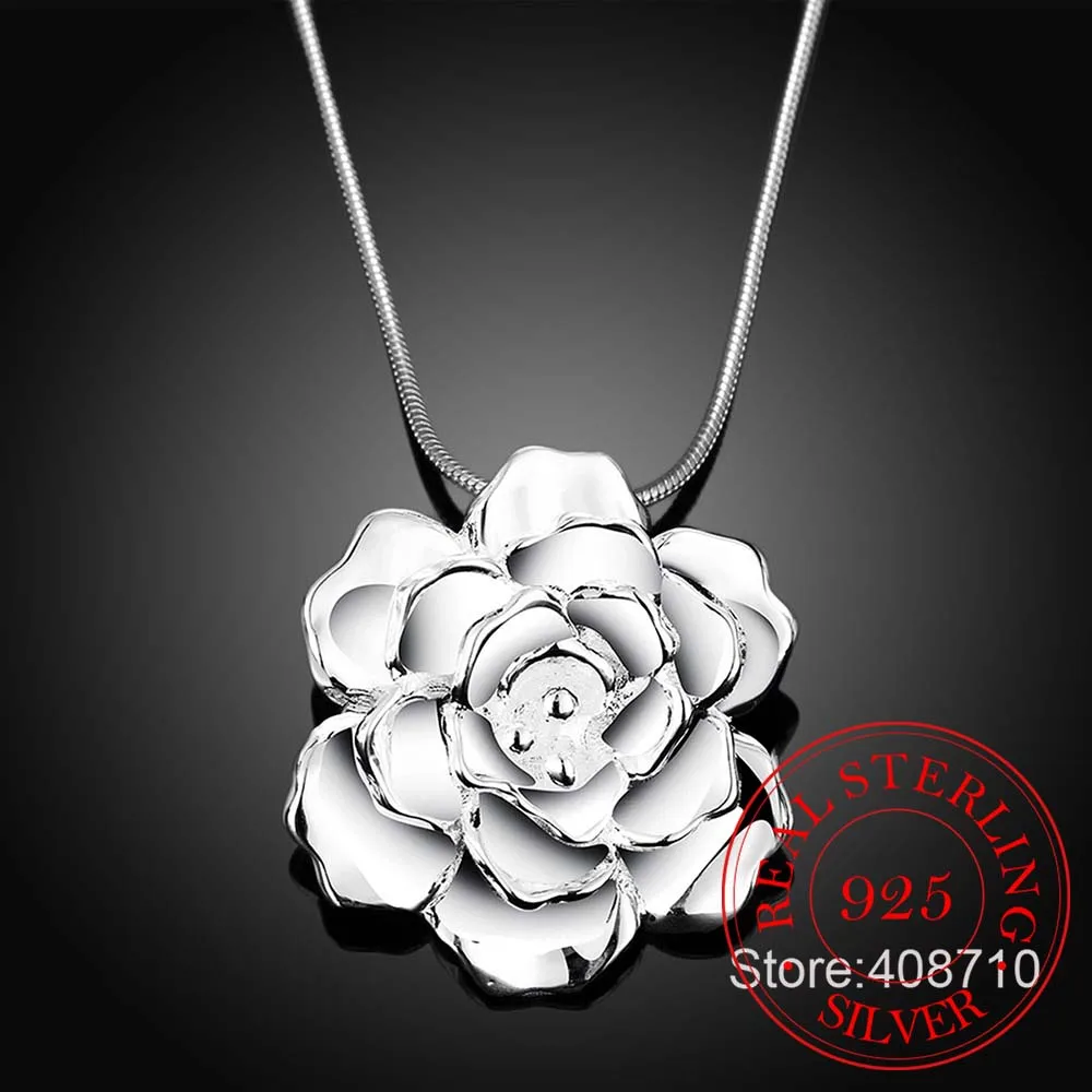 925 Sterling Silver Lotus Necklaces &amp Pendants For Women Elegant Flower Short Necklace Fine Jewelry Bijous | Украшения и
