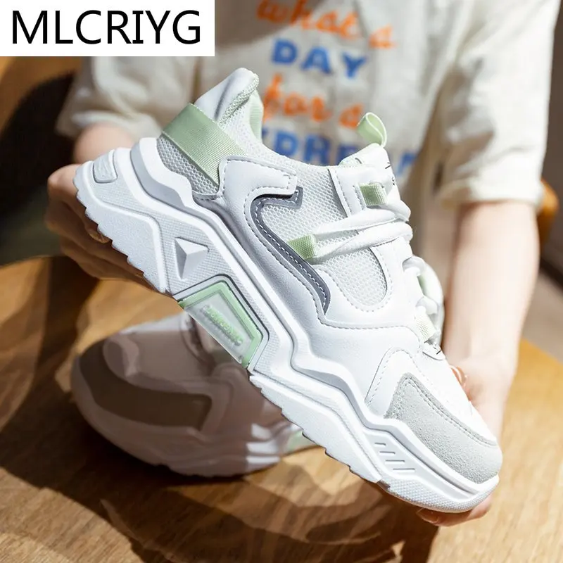 

2021 Fashion Women's Shoes Platform Shoes Comfortable Lace-up Vulcanized Shoes Woman Sneakers Spring Color Matching Casual Shoes