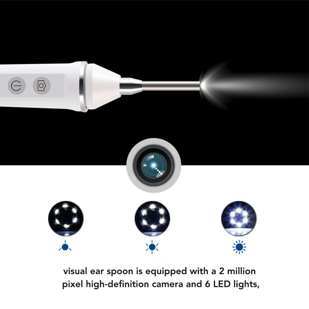 

Pastsky HD Wireless Intelligent WiFi Visual Ear Spoon Pick Endoscope Canal Cleaning Vacuum Wax Removal 6 LEDS 3.9mm Android iOS