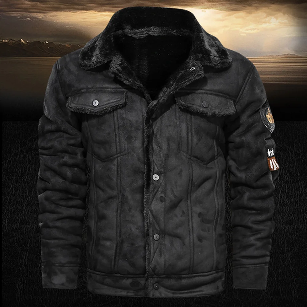 Зимнее Мужское пальто из искусственного меха теплая куртка с 4 карманами и