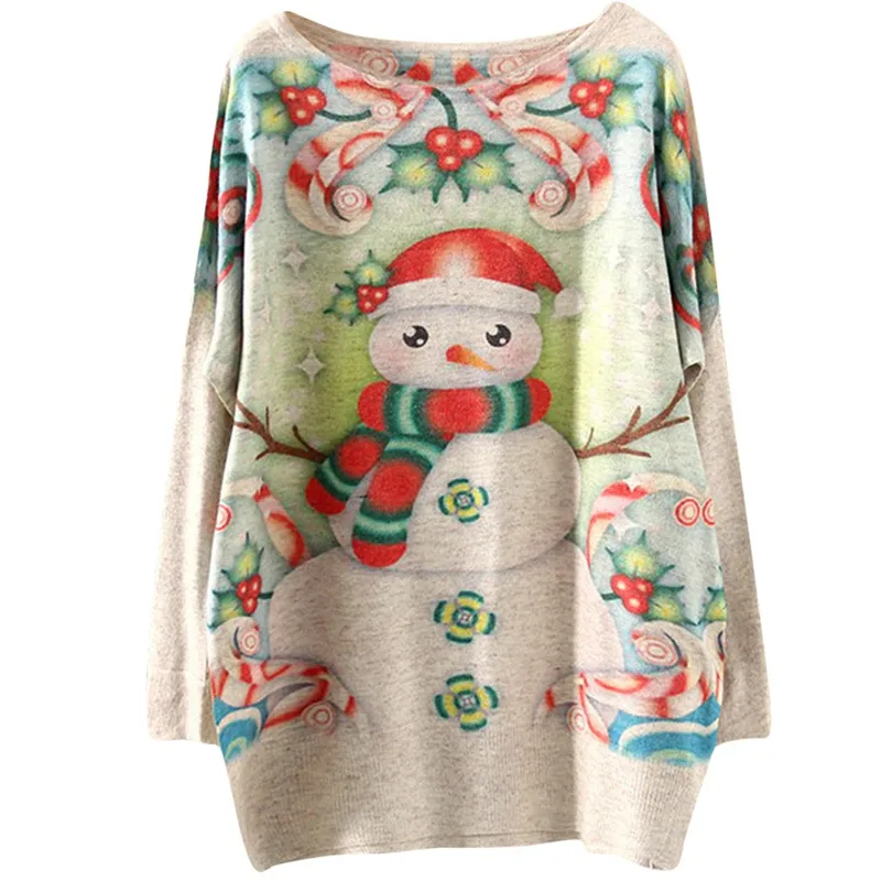 Женский свитер navidad новинка рукав летучая мышь круглый вырез Рождественский