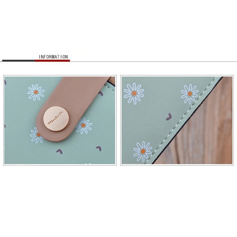 

2x Little Daisy Women's Wallet Fashion New PU Leather Handbag Zipper Buckle Wallet Multi-Card Card Holder Black & Green