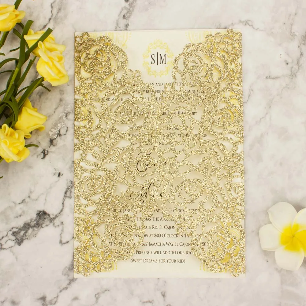 25 шт. блестящая бумага элегантная лазерная резка цветов свадебные