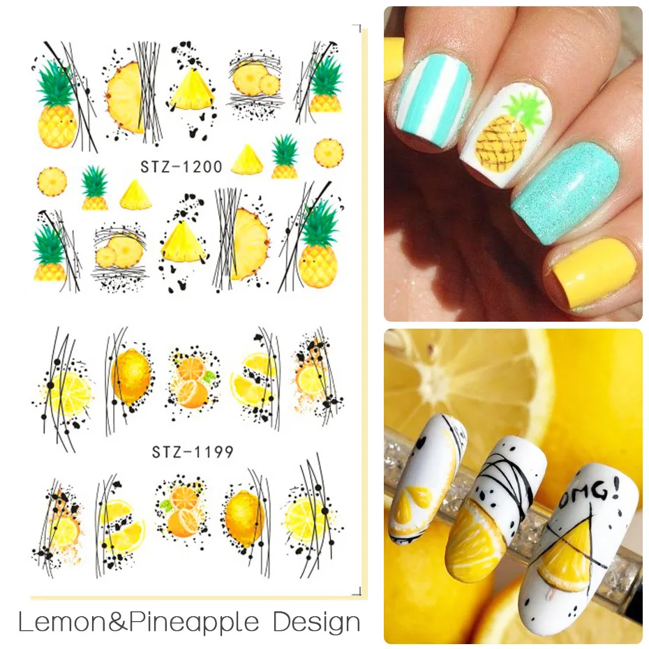 

1Pcs Watercolor Fruit Pineapple Watermelon INS Sliders Nail Sticker Decal Nail Art Stickers Decoration Water Tattoo Manicure