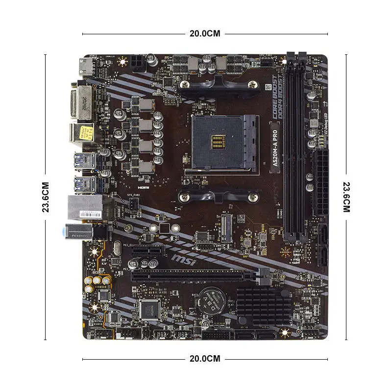 

MSI A520M-A PRO AM4 Motherboard A520 Motherboard DDR4 AMD A520 PCIE 3.0 Micro ATX M.2 DVI HDMI SATA3 Support AMD Ryzen Processor