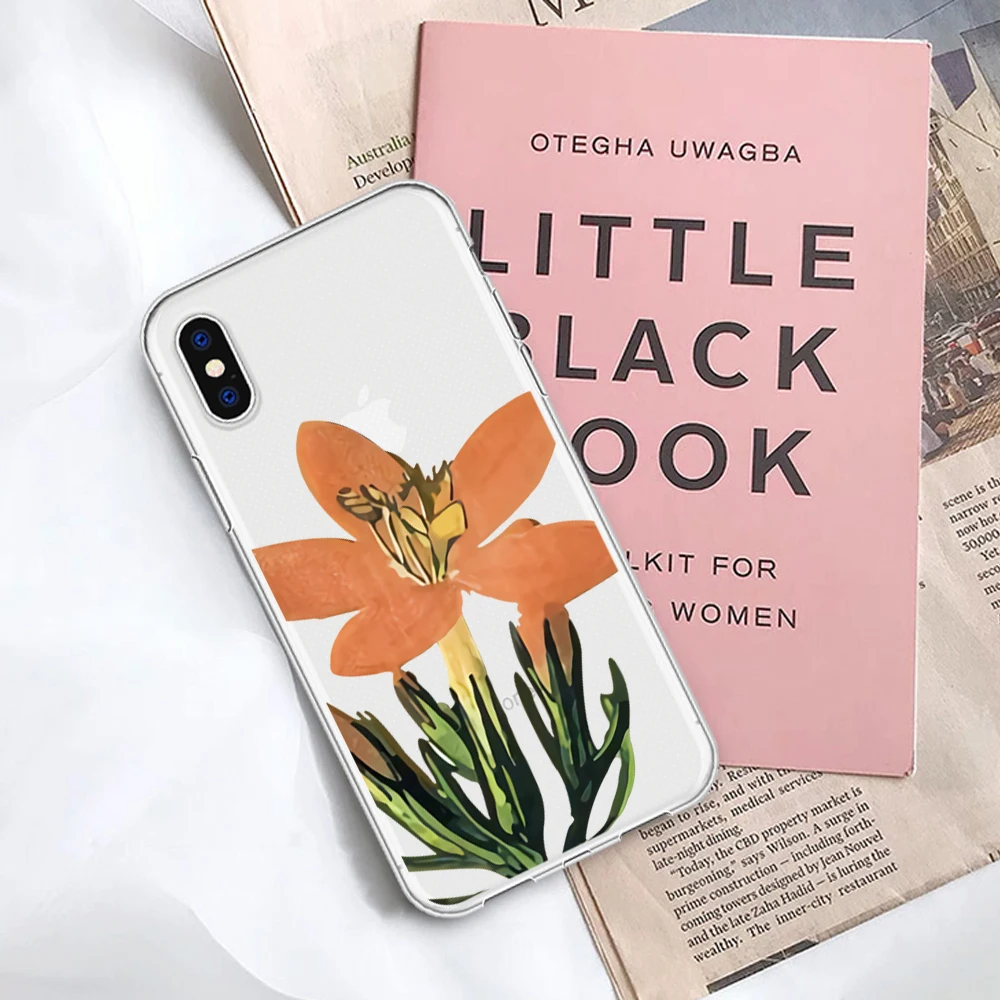 Flowers Plants phone Case For iPhone SE 2020 6S 7 8 Plus X XS Floral Luxury Transparent Cover 11 pro Letter case |