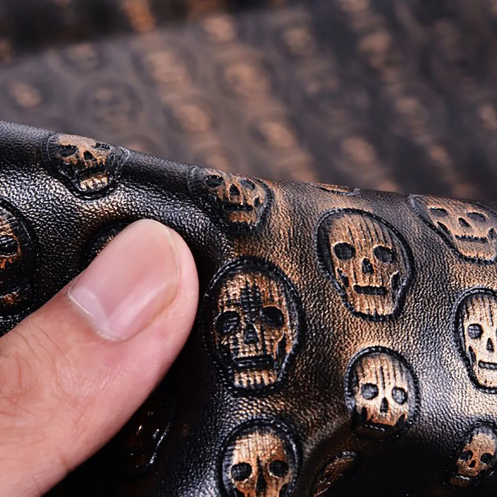 1 метр череп из искусственной кожи Ткань Винтаж Панк синтетическая кожа для