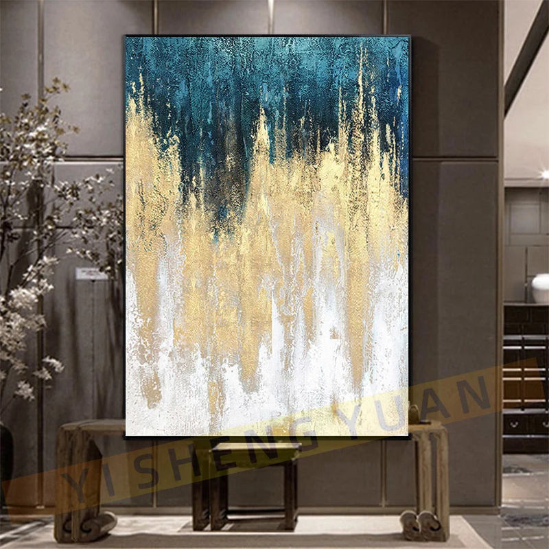 

No Framed Hand Painted Wedding Decoration Gift Golden Wall Art Oil Painting On Canvass Handmade Abstract Wall Art Pictures Room
