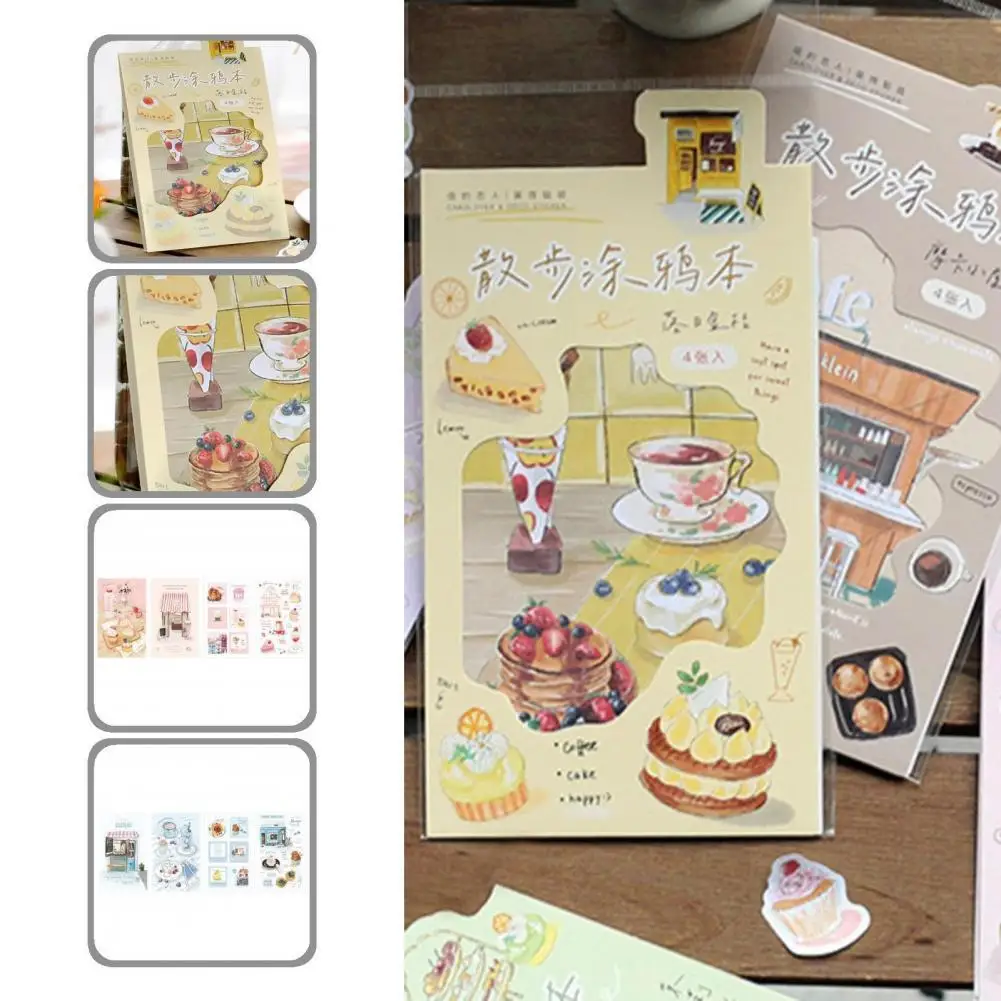 

Accessory 4Pcs Practical DIY Washi Stickers Set Cartoon Printing for Wedding