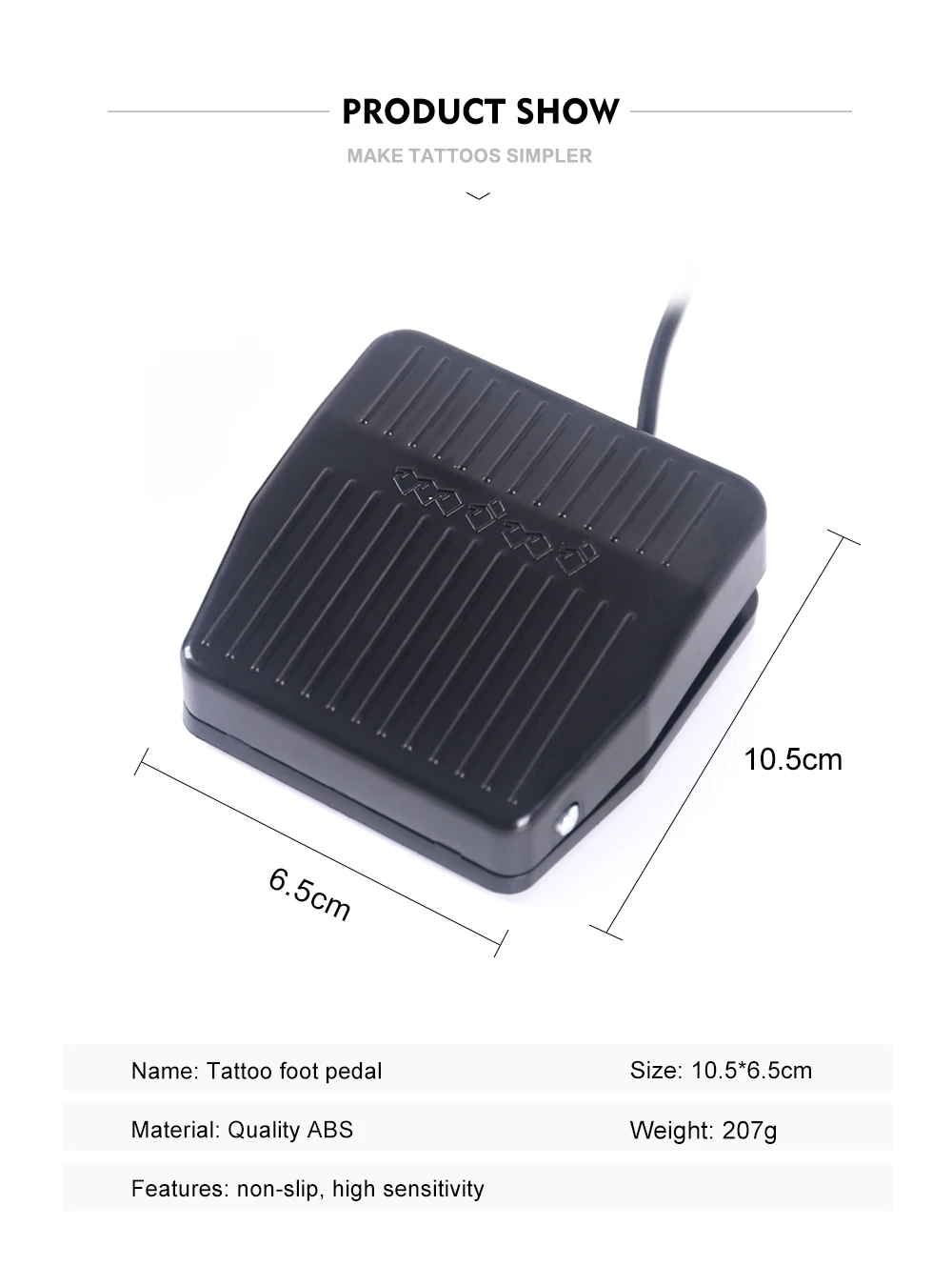 SPARK Black Plastic Tattoo Foot Pedal big Tattoo Machine Accessory Anti Slip Foot Tattoos Pedal Tools Switch Pedal Tattoo Power