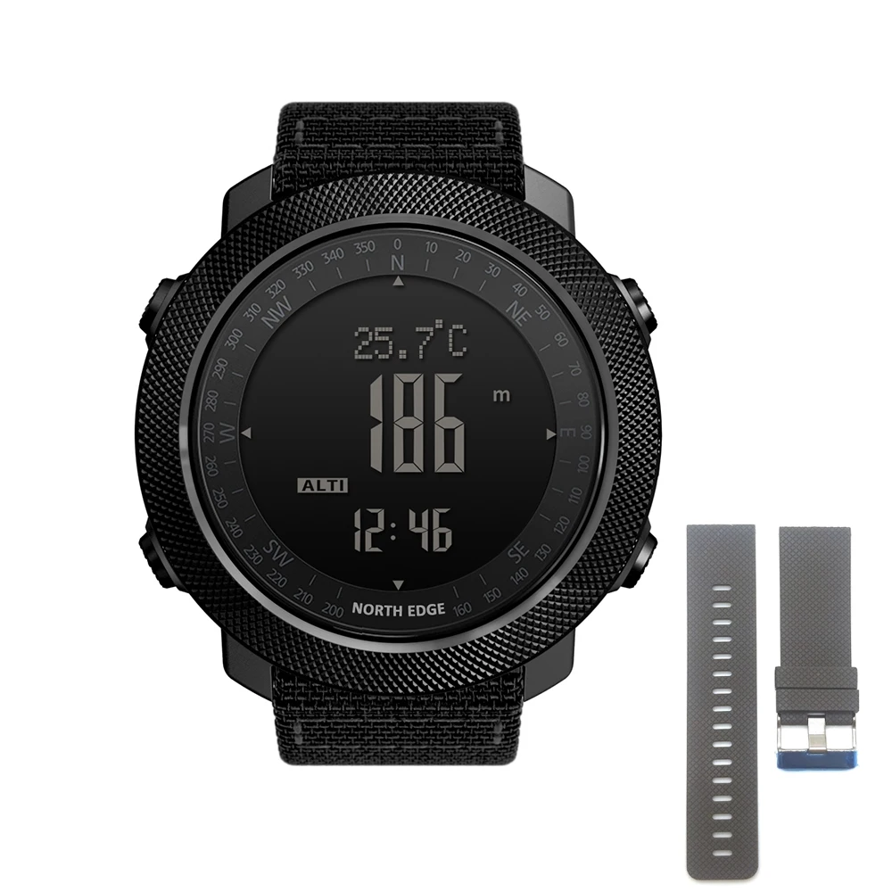 Nylon-Rubber NORTH EDGE мужские спортивные цифровые часы для бега плавания военные армейские часы альтиметр барометр компас водонепроницаемые 50 м - Цвет: Nylon-Rubber