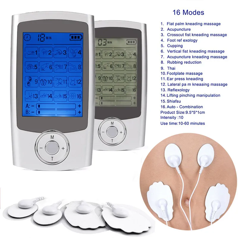 16 режимов Tens Unit машина для облегчения боли Портативный Импульсный Массажер