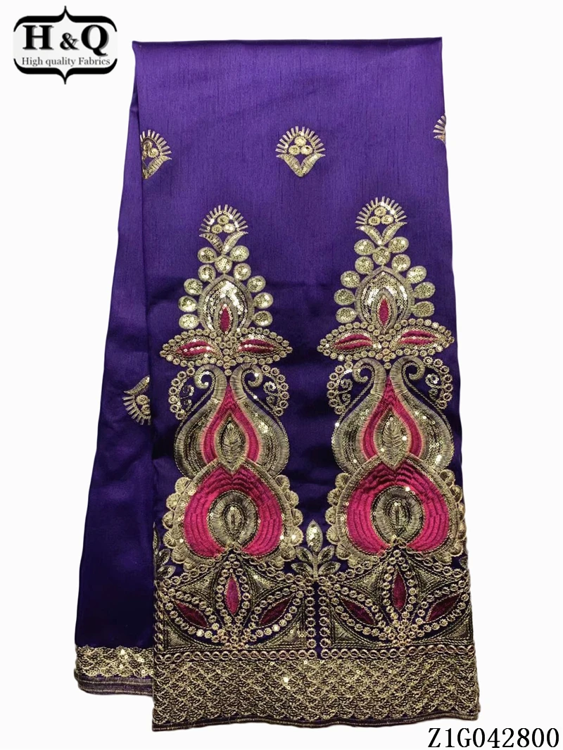 

H&Q 5 yards/lot african george satin lace fabric 2021 high quality embroidery swiss silk laces rayon/polyester fabrics GL0520