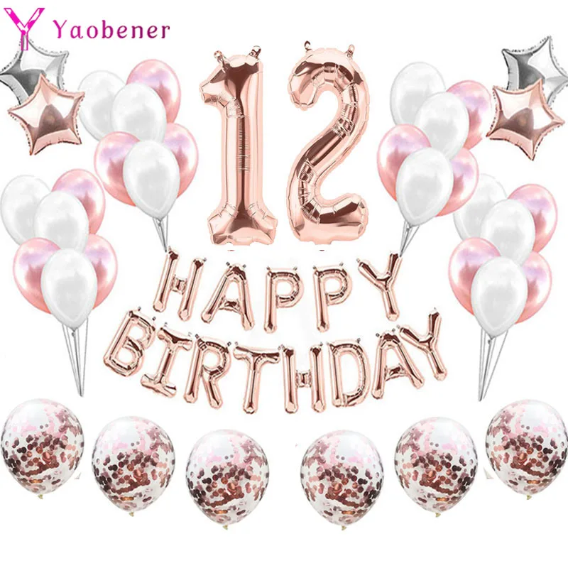 Воздушные шары из фольги в виде цифр на день рождения розовое золото | Дом и сад