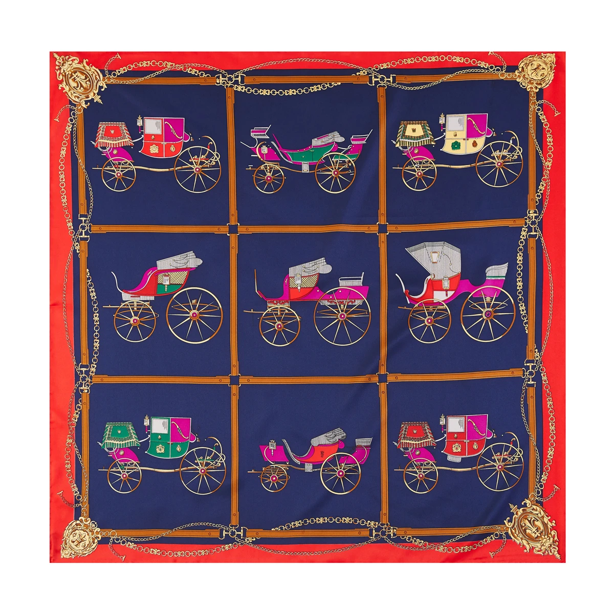 90 см карета дизайн платок саржевого шелка квадратный шарф Женская шаль бренд