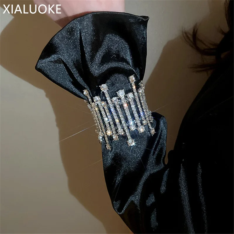 

XIALUOKE Fashion Full Rhinestone Bracelet For Women Hyperbole Shiny Crystal Elastic Line Bracelets & Bangles Party Jewelry Gifts