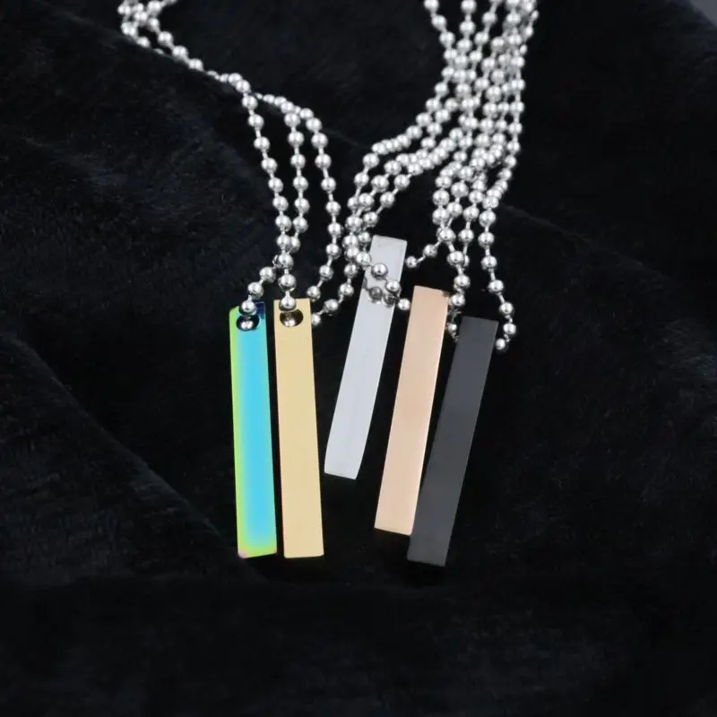 2019 Punk Hip Hop Black Silver Rose Gold Custom Square Long Stainless Steel Pendant Chain Necklace For Women Men Jewelry Gift | Украшения и