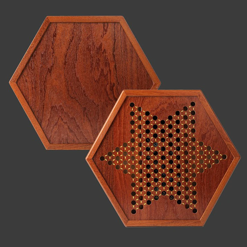 

Family Game Hexagonal Checkers Drawer Type Checkers Glass Marbles Checkers Wooden Checkerboard Adult Kids Gift Interior Storage
