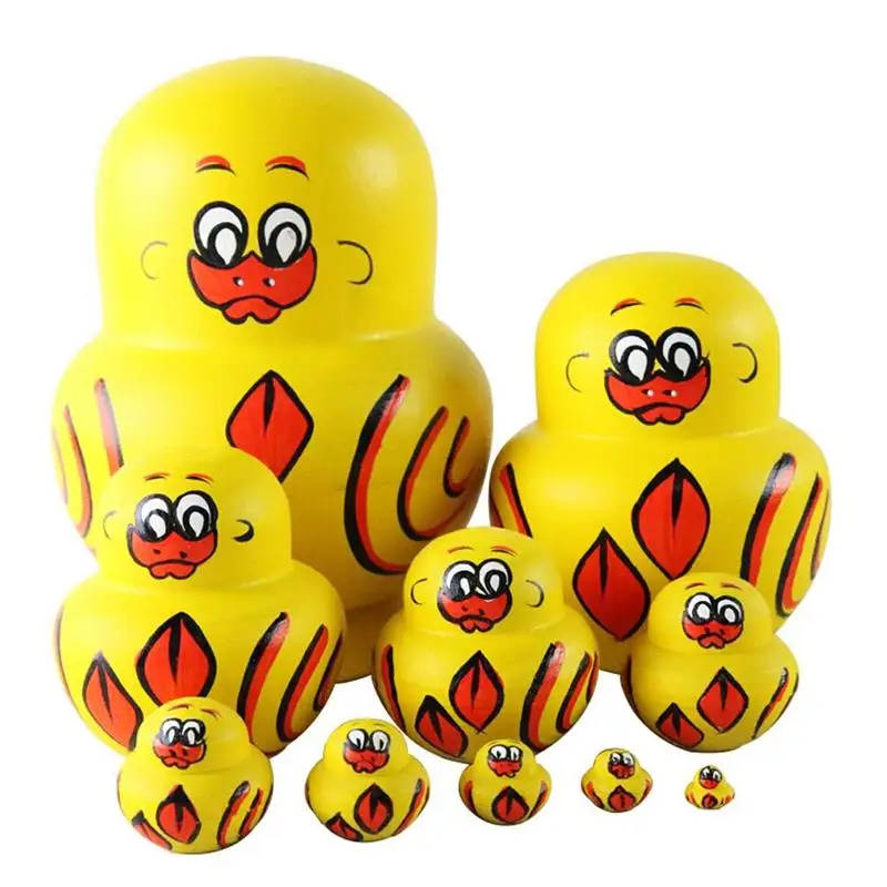 

10PCS New Wooden Matryoshka Toy Russian Nesting Doll Toys Baby Intellectual Montessori Educational Gift Teether For Kid