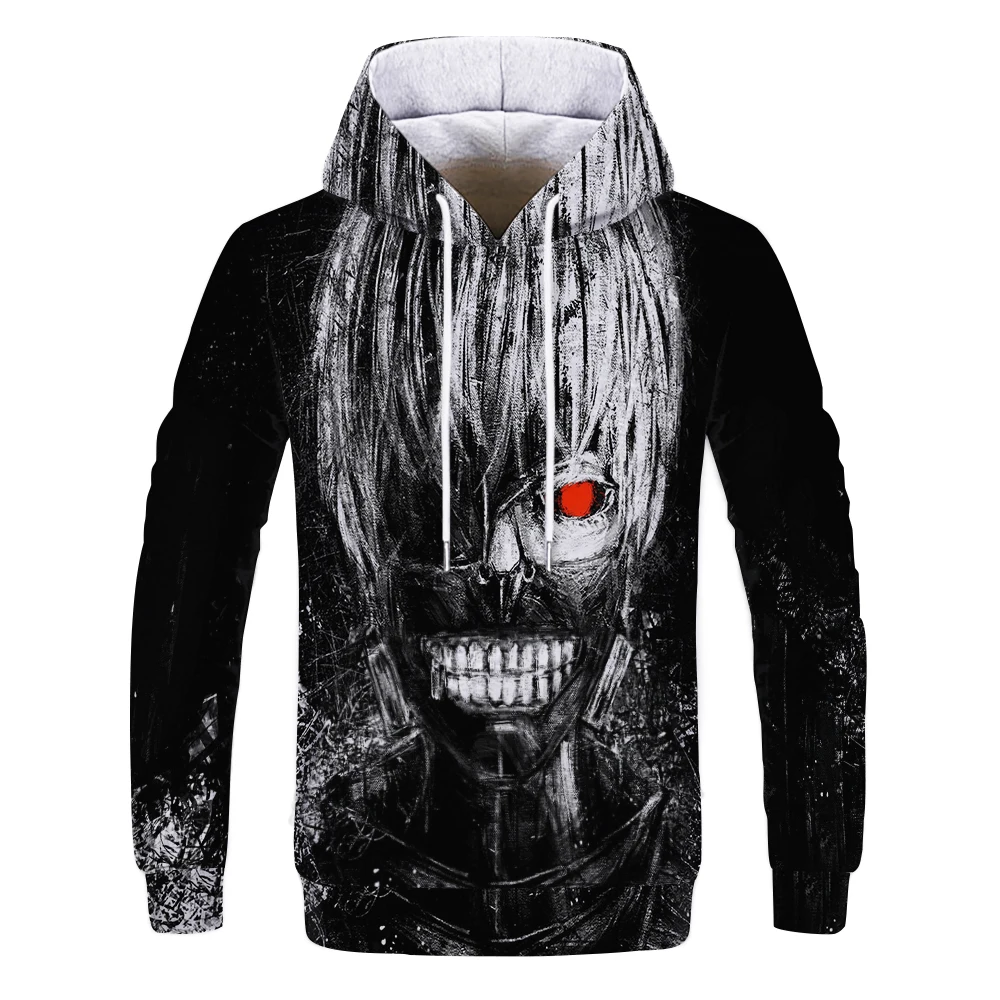 

New product hot sale 3D printing Japanese manga black and white vampire hoodie couple casual comfortable top XXS-4XL