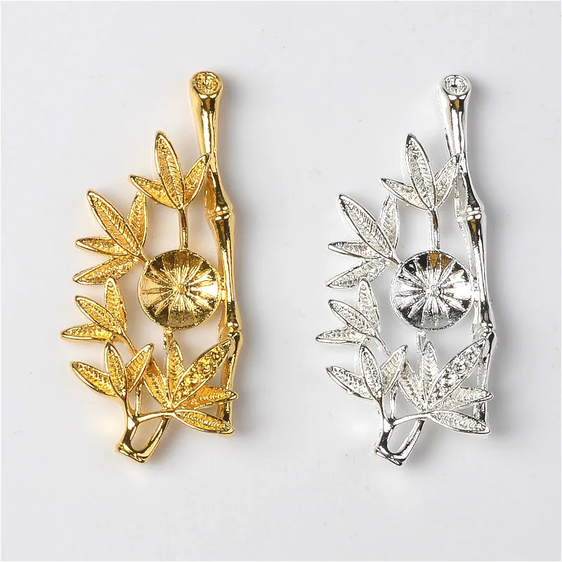 

20PCS 21*47mm Fashion Metal Alloy Gold Silver color KC Gold Flower Branch Connectors Charm Findings For Jewelry Making