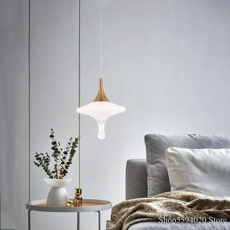Скандинавская Минималистичная стеклянная люстра молочно-белая Подвесная лампа