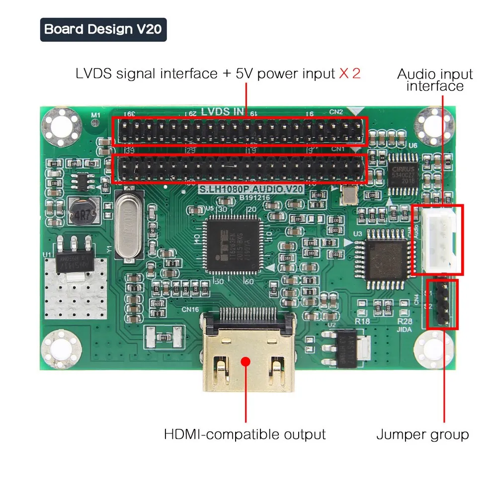 LVDS плата драйвера/LVDS к HDMI-совместимый адаптер конвертер поддерживает разрешение