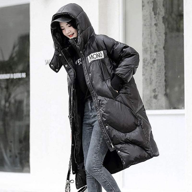 Зимняя куртка Женская длинная парка толстые пуховики на утином пуху