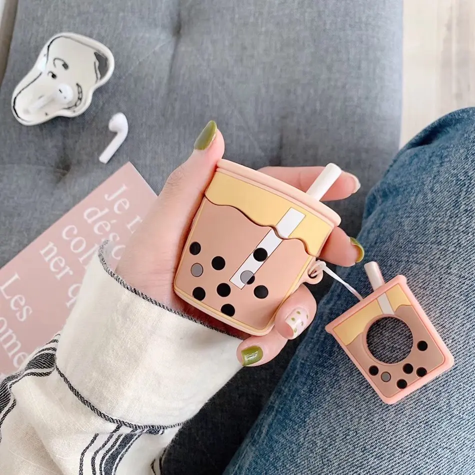 Чехол для AirPods чехол беспроводных наушников Boba Milk Tea защитный Airpods 2 симпатичная