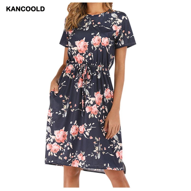 Женское пляжное платье с цветочным принтом Сексуальные вечерние платья круглым