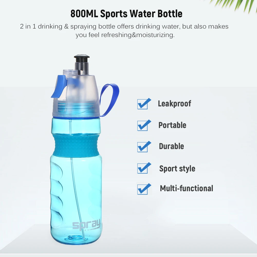 Спортивная бутылка для воды 2 в 1 800 мл многофункциональная переносная